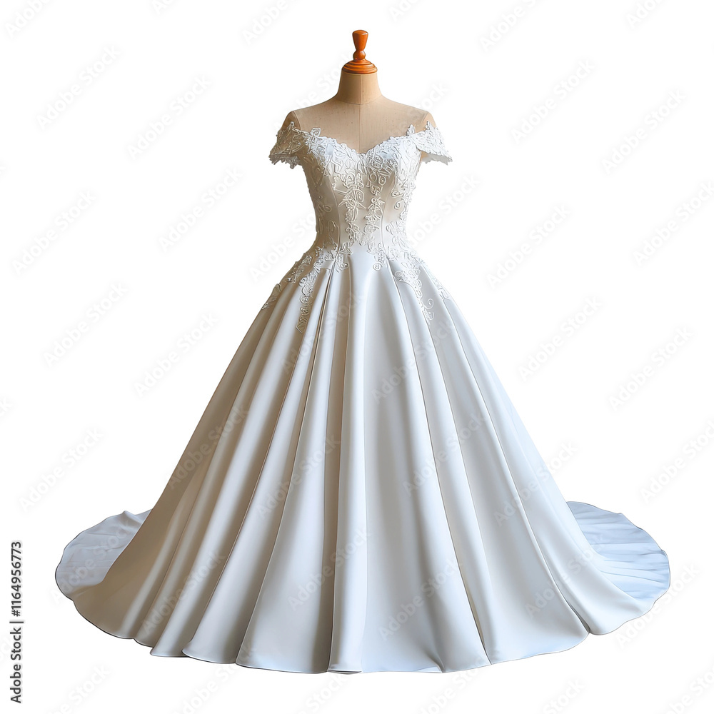 Elegant Wedding Gown with Intricate Lace and Long Train Elegant Wedding Gown with Intricate Lace and Long Train
