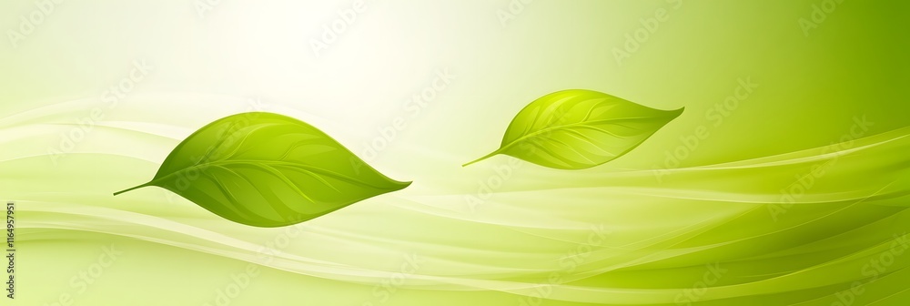 Green Leaves Dance Gently on the Breeze, Nature's Serenity Green Leaves Dance Gently on the Breeze, Nature's Serenity