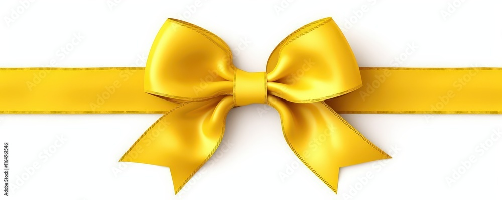 Realistic Yellow Bow on a Smooth Background Perfect for Gift Wrapping or Decorative Use in Various Creative Projects and Celebrations Realistic Yellow Bow on a Smooth Background Perfect for Gift Wrapping or Decorative Use in Various Creative Projects and Celebrations