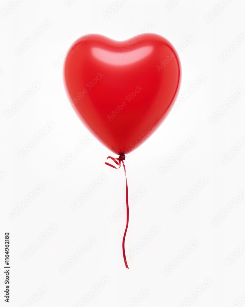 Red Heart Shaped Balloon Floating on a String Against a Plain Background Perfect for Romantic or Celebration Themes and Designs Red Heart Shaped Balloon Floating on a String Against a Plain Background Perfect for Romantic or Celebration Themes and Designs