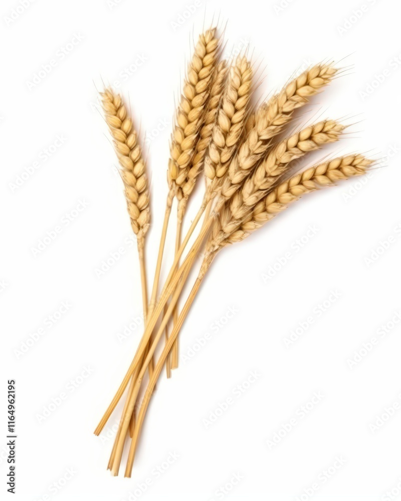Isolated Ears of Wheat on White Background, Displaying Natural Texture and Color, Ideal for Agricultural and Culinary Themes Isolated Ears of Wheat on White Background, Displaying Natural Texture and Color, Ideal for Agricultural and Culinary Themes