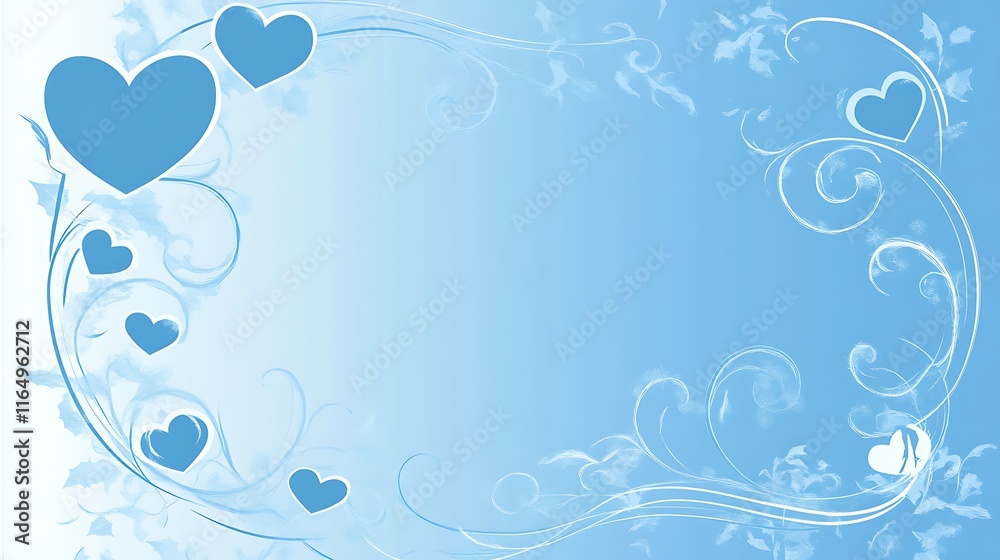 Blue Hearts Swirling Design Romantic Background Blue Hearts Swirling Design Romantic Background