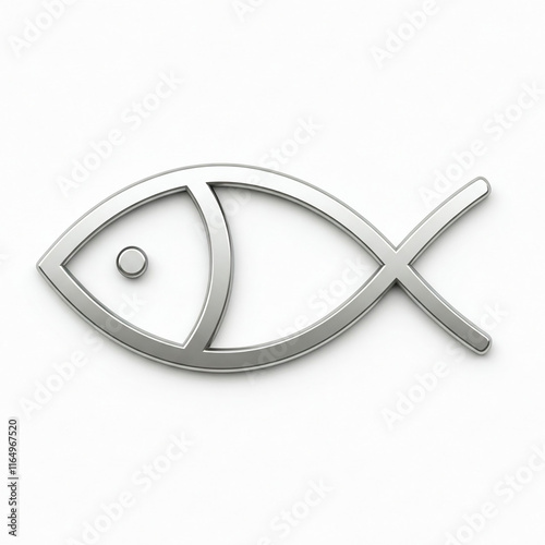 Christian fish sign in chrome metal