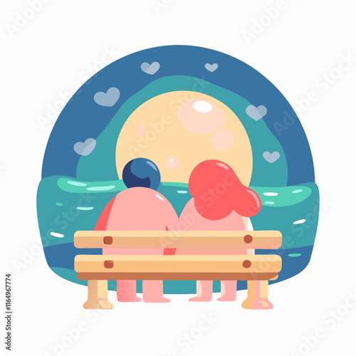 Couple enjoying a romantic valentine's evening park digital art cozy atmosphere side view love concept