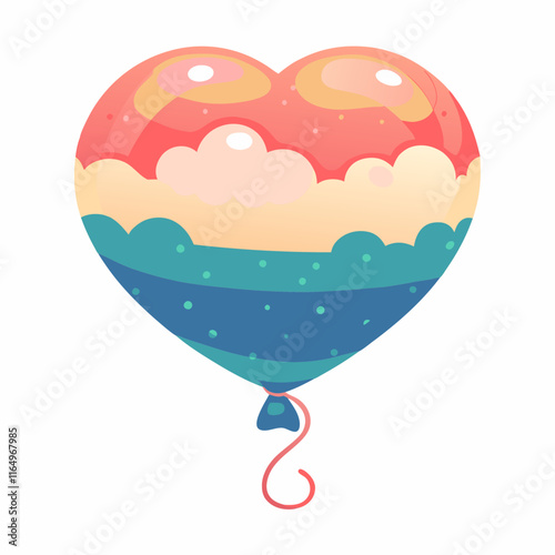 Valentine's heart balloon celebration romantic atmosphere digital art festive environment playful viewpoint