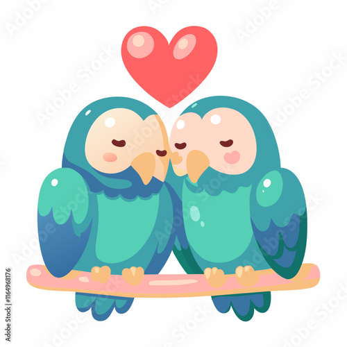 Valentine's day celebration with lovebirds cozy nest digital art romantic atmosphere close-up perspective