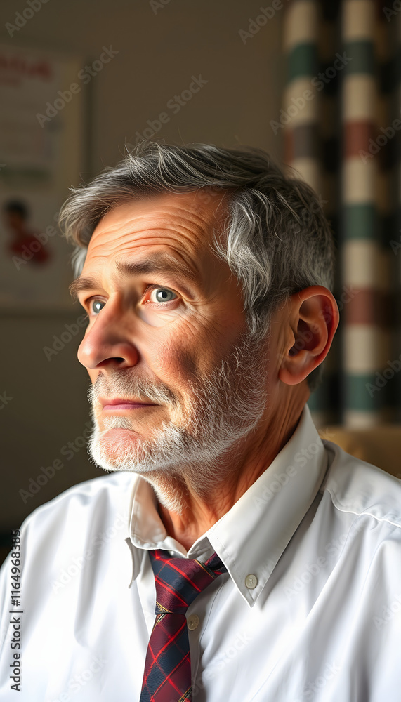 Obraz premium Man having private care, collage style, with white tones