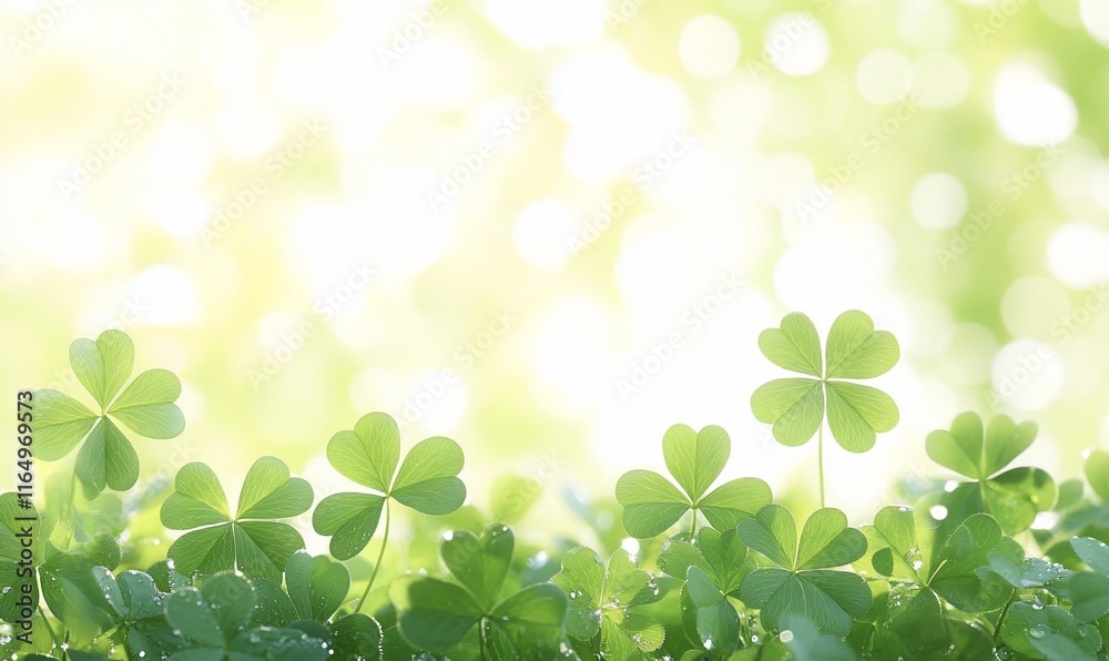 Lush green clover leaves in sunlight. Lush green clover leaves in sunlight.