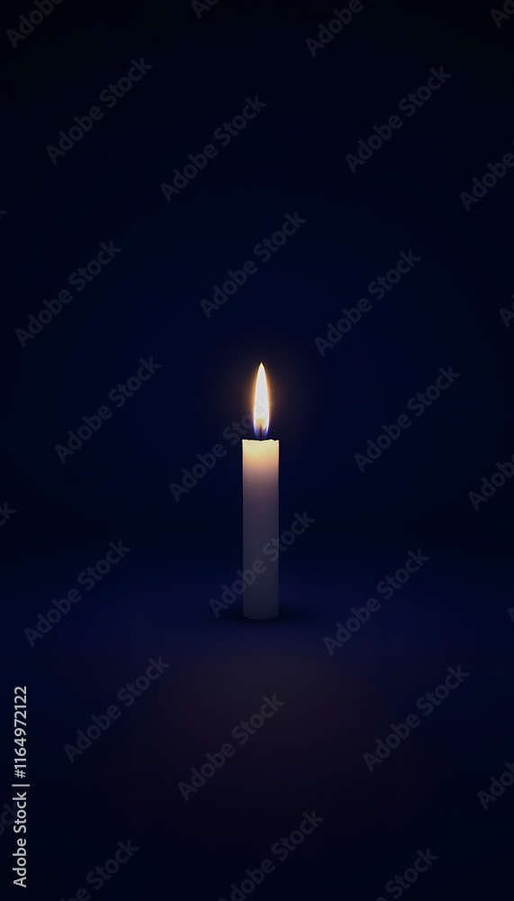 Capture the essence of solitude with a lone candle on a deep blue background, evoking a sense of calm and reflection, Backlit, with white tones Capture the essence of solitude with a lone candle on a deep blue background, evoking a sense of calm and reflection, Backlit, with white tones