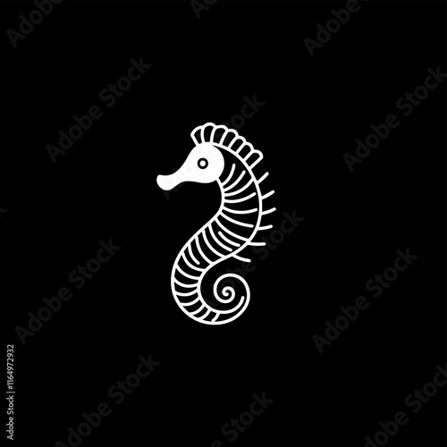 illustration of a seahorse, capturing its graceful curves and elegant form