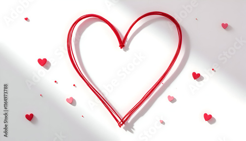 Wallpaper Mural Red Heart Outline with Scattered Mini Hearts: A Romantic Minimalist Design Torontodigital.ca