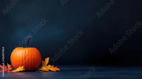 [Fall Festivals Festivals Bonfire Pumpkin] Autumn Cozy: Pumpkin Centerpiece on Wooden Table photo