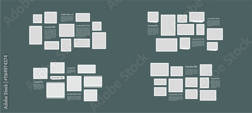 Pictures or photos frame collage. comics page grid layout abstract photo frames and digital photo wall template