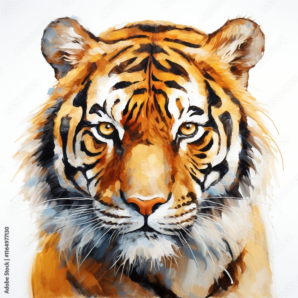 Fototapeta premium A tiger is painted on a white background