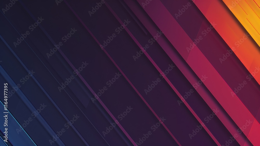 Fototapeta premium A vibrant abstract design featuring diagonal lines in shades of purple, orange, and blue.