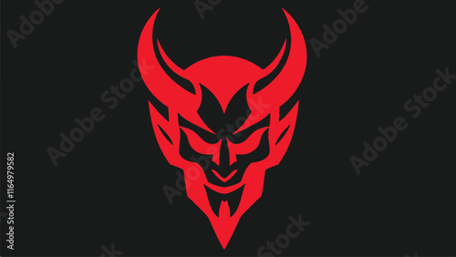 Devil's head silhouette logo in flat style	
