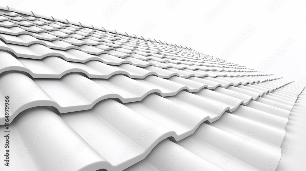 Obraz premium White roof tiles, architectural design, 3D render.
