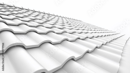 Fototapeta Naklejka Na Ścianę i Meble -  White roof tiles, architectural design, 3D render.