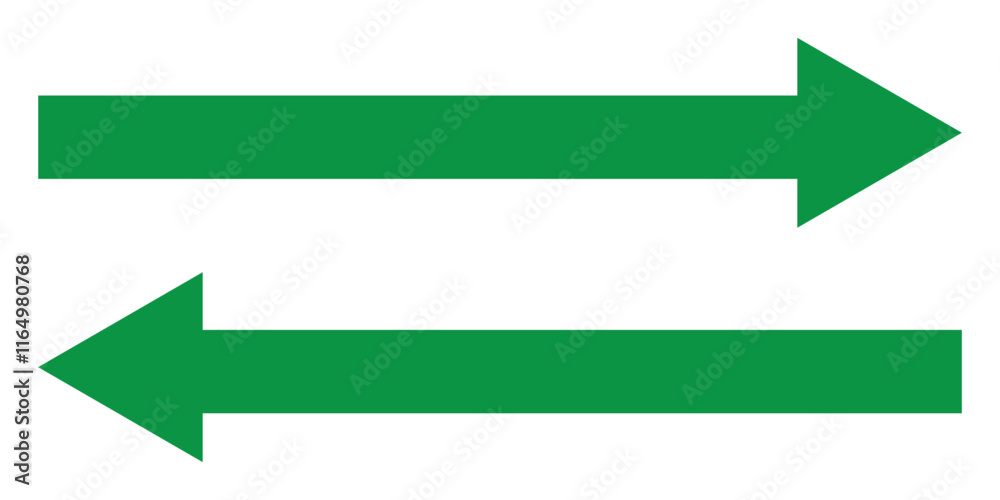 Long arrows icon set. Vector set of trendy long arrows left and right in flat style. Green arrows vector illustration. Icons isolated on white background. Vector illustration. Long arrows icon set. Vector set of trendy long arrows left and right in flat style. Green arrows vector illustration. Icons isolated on white background. Vector illustration.