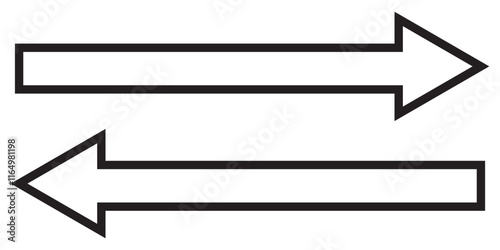 Long arrows icon set. Vector set of trendy long arrows left and right in flat style. Black arrows vector illustration. Icons isolated.