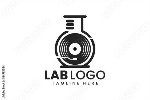 Unique lab and karaoke logo, ideal for music studios, karaoke bars, and creative branding