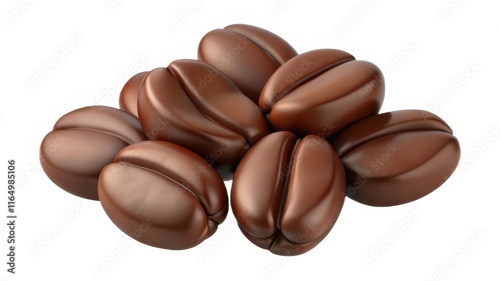 A pile of shiny, dark brown coffee beans showcasing their rich texture and natural sheen. A pile of shiny, dark brown coffee beans showcasing their rich texture and natural sheen.