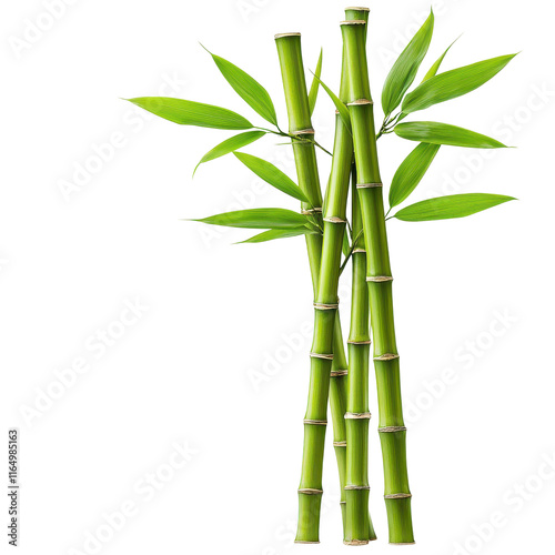 Fresh Green Bamboo Stalks with Lush Leaves photo