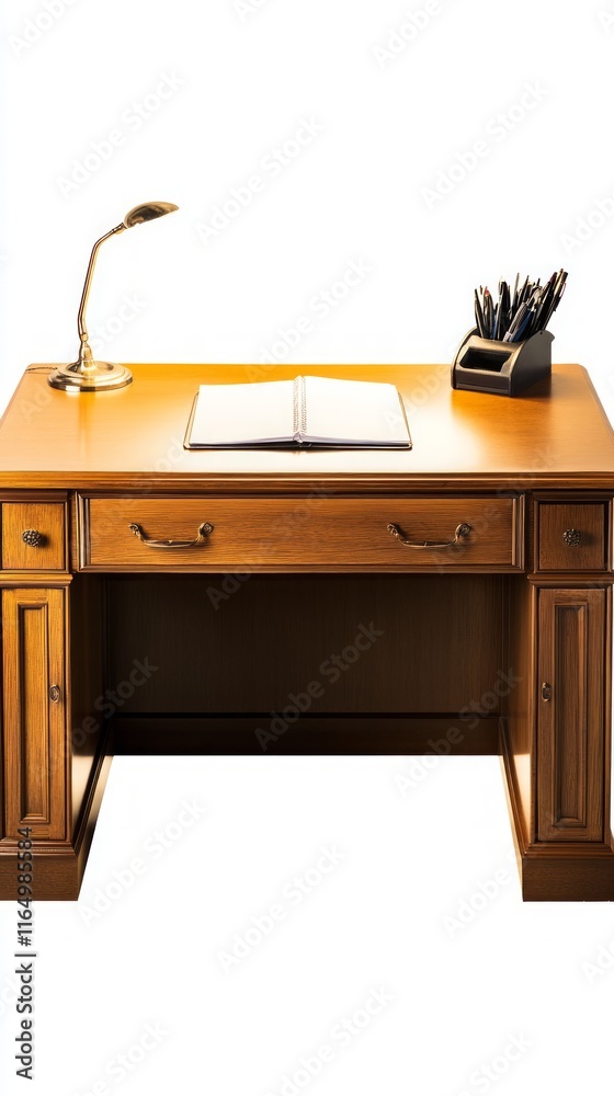 Exquisite Wooden Classic Office Desk with Elegant Accessories Exquisite Wooden Classic Office Desk with Elegant Accessories