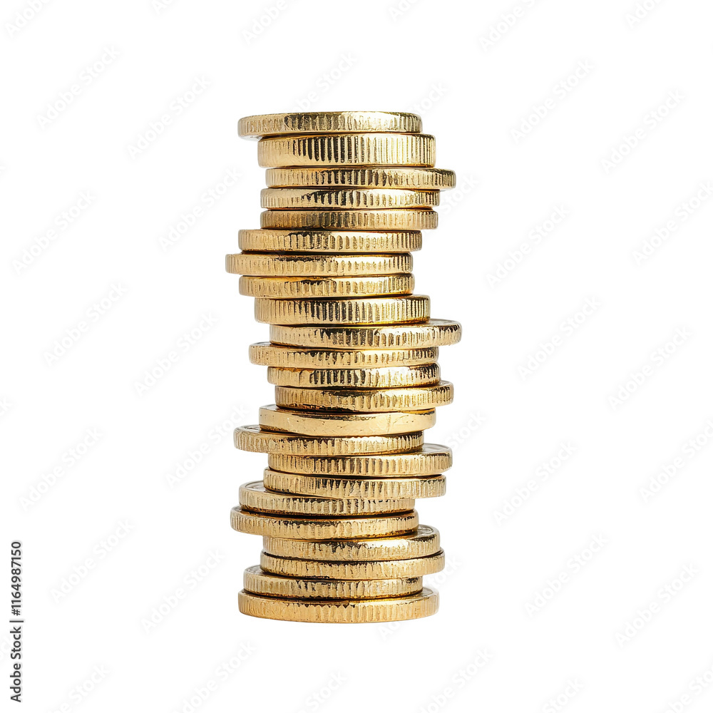 Stacked Gold Coins with Shiny Finish Stacked Gold Coins with Shiny Finish