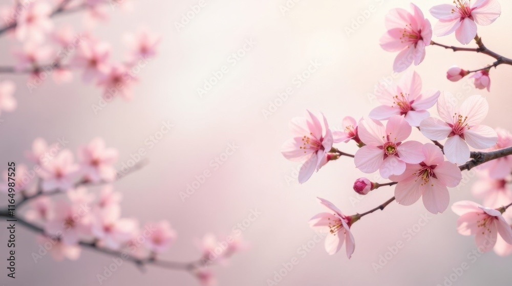 Delicate Pink Blossoms in Soft Sunlight A Serene Springtime Scene Delicate Pink Blossoms in Soft Sunlight A Serene Springtime Scene