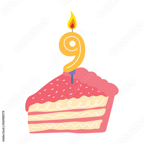 birthday cake candle number nine