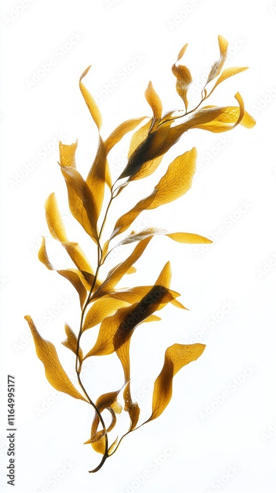 Golden Seaweed Branch - A Detailed Closeup of Nature's Beauty Golden Seaweed Branch - A Detailed Closeup of Nature's Beauty