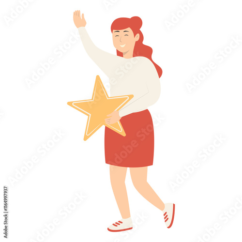 Illustration of People Giving Star Feedback. Flat Cartoon Vector Character