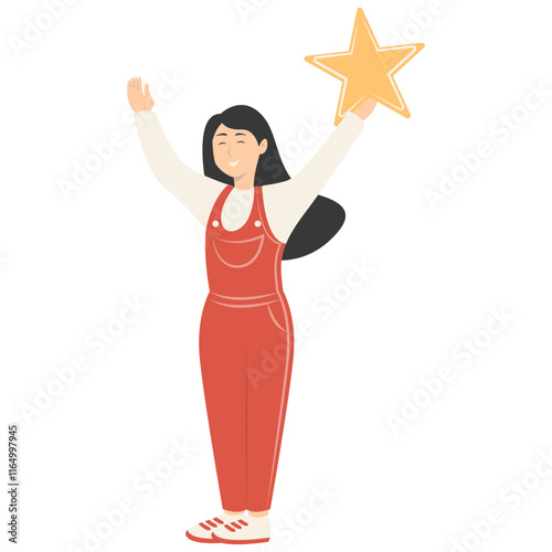 Illustration of People Giving Star Feedback. Flat Cartoon Vector Character
