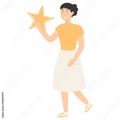 Illustration of People Giving Star Feedback. Flat Cartoon Vector Character