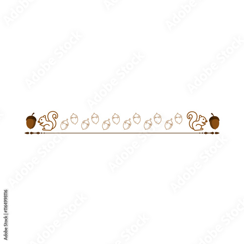 動物飾り罫線（リスとどんぐり）