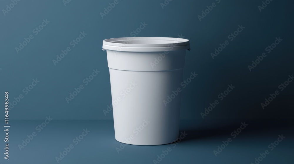 A Clean White Plastic Container Against a Deep Blue Background: Product Photography for Packaging Design