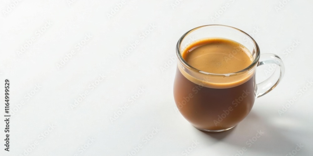 Aromatic Coffee in a Clear Glass Mug on a White Background Aromatic Coffee in a Clear Glass Mug on a White Background