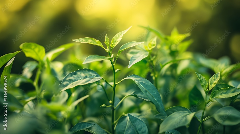 Green Chilli plants growing outside Green Chilli plants growing outside