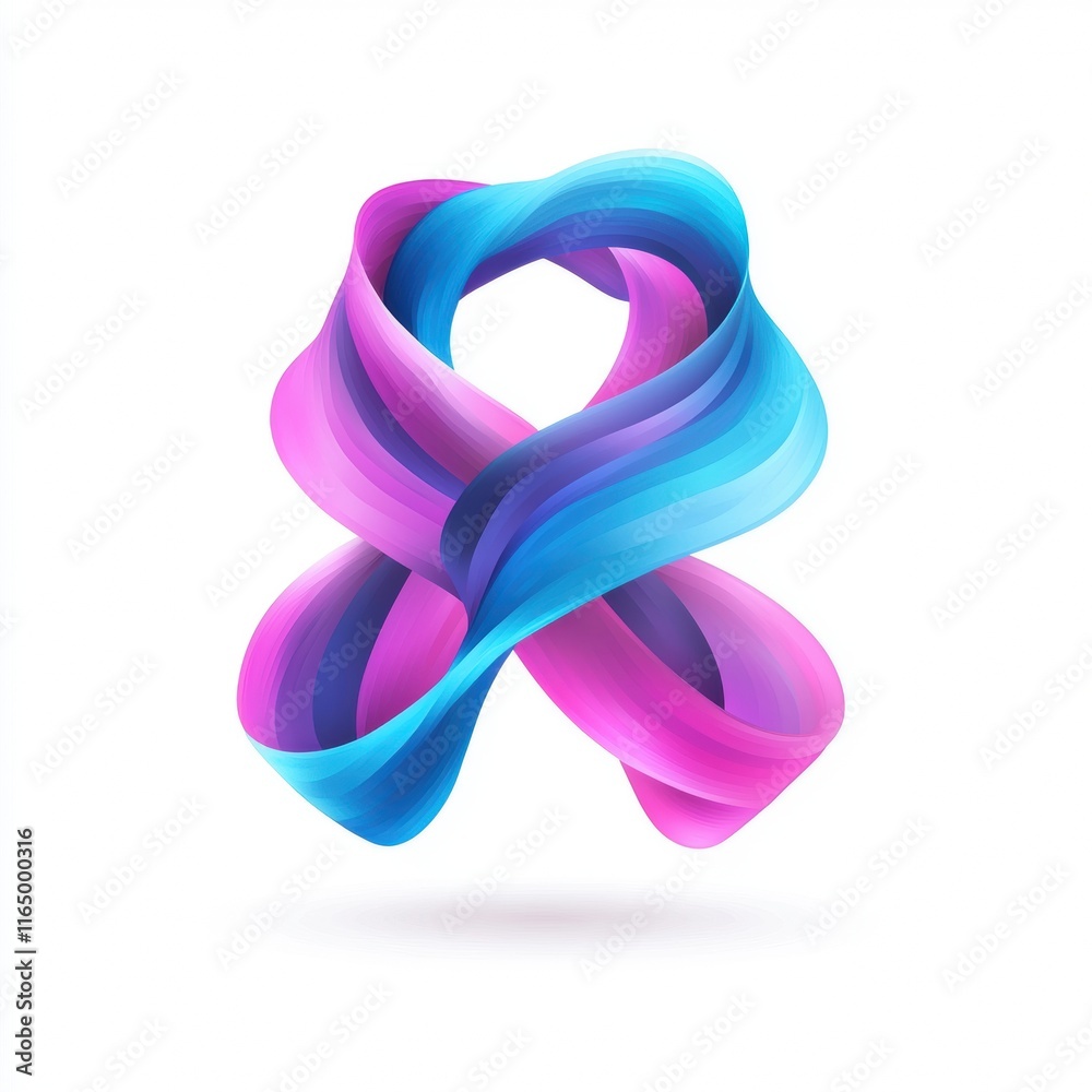 Colorful Ribbon Icon Surrounded by Empty Space in a Minimalist Style Design Colorful Ribbon Icon Surrounded by Empty Space in a Minimalist Style Design