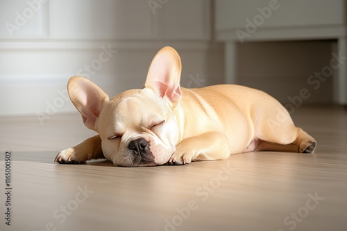 Funny French Bulldog Relaxing on Banner Background: Lazy and Energyless Chilling Animal photo