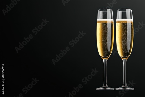 New Year's Greeting Card with German Text and Turtle Holding Champagne Glass during Celebration, Isolated on Black Background photo