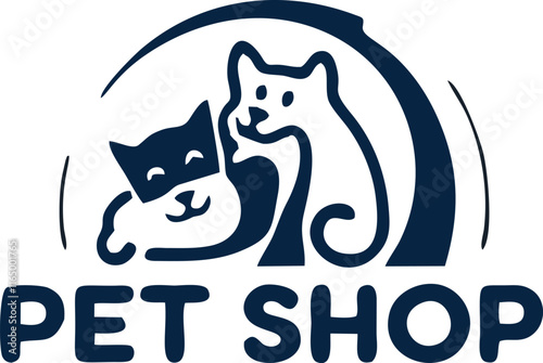 Pet Shop Logo Design Concept Vector Illustration White Background 