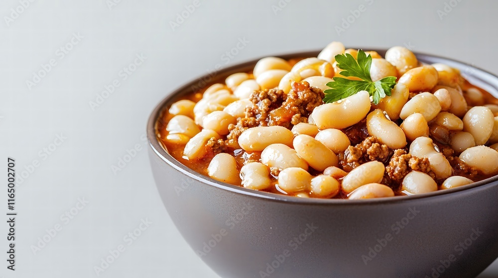 A close-up view capturing the thick, hearty texture of a bowl of chili, showcasing the glistening beans, ground meat, and spices, all set against a muted solid color background. A close-up view capturing the thick, hearty texture of a bowl of chili, showcasing the glistening beans, ground meat, and spices, all set against a muted solid color background.