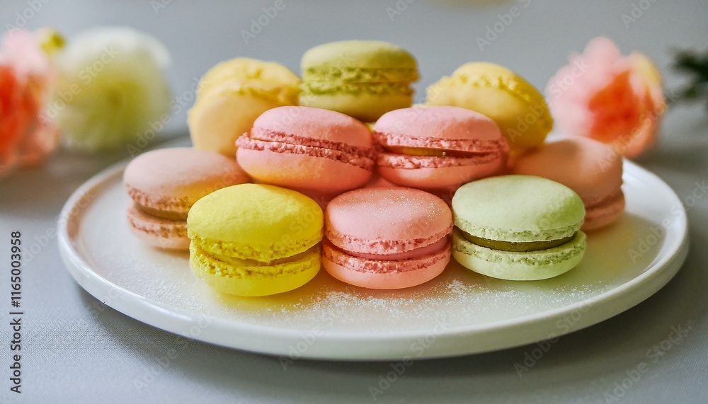Fototapeta premium Gift a box of colorful macarons to loved ones.