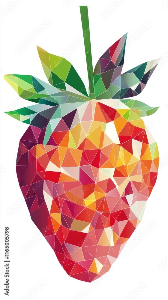 Obraz premium A Vibrant Polygonal Strawberry Design: A Fresh and Colorful Fruit Illustration