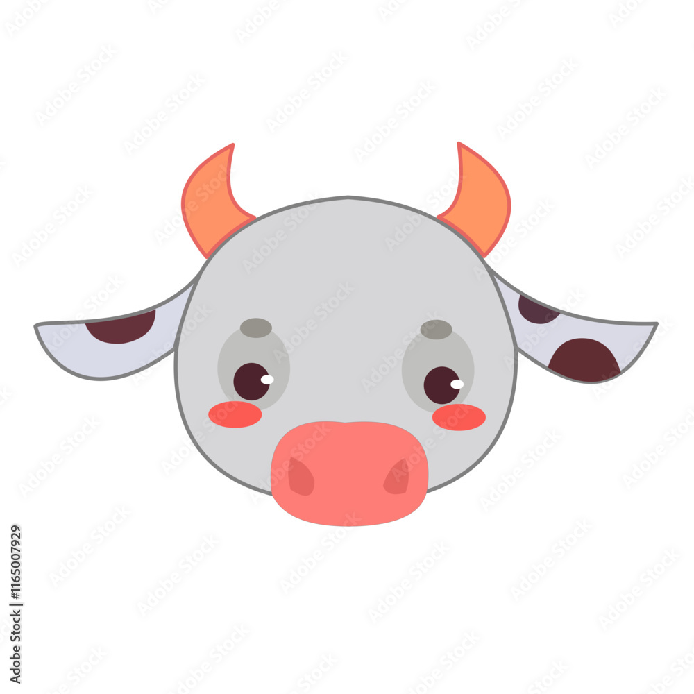 Cute Cartoon Cow Face Illustration Cute Cartoon Cow Face Illustration