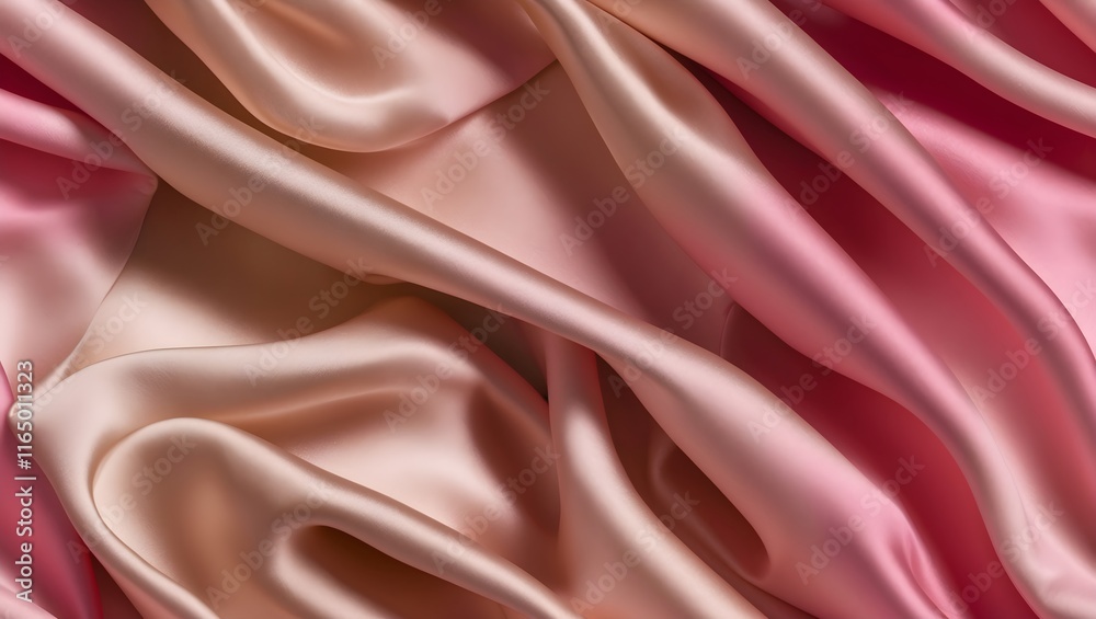 Obraz premium Pink and Cream Silk Fabric Background Wallpaper: A combination of pink and cream silk fabric with soft draping creates a light and airy atmosphere. Perfect for a bright and sophisticated background