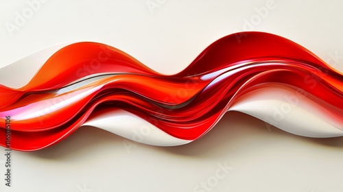A flowing design of red and white waves, showcasing fluidity and motion.