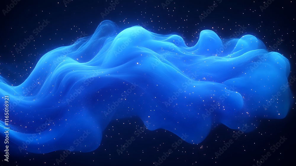 Obraz premium Abstract Blue Nebula Cosmic Wave Formation